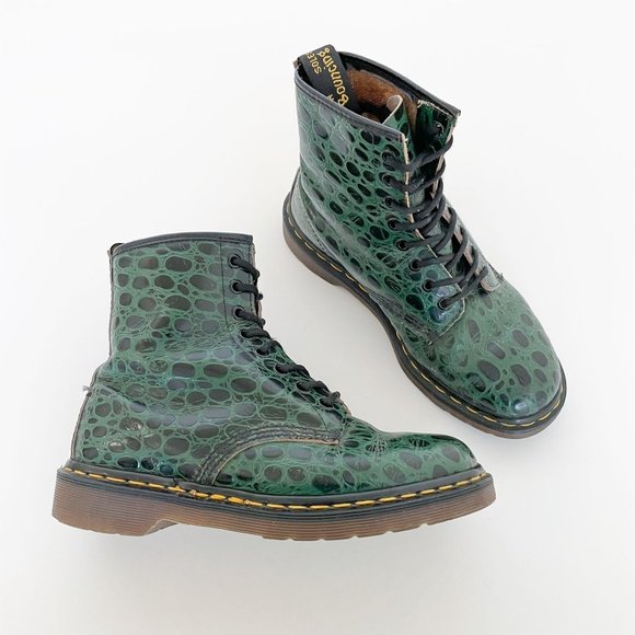 Dr. Martens Shoes Dr Martens Green England 46 Croc Embossed Boots Uk 6 Us Womens 8 Vintage